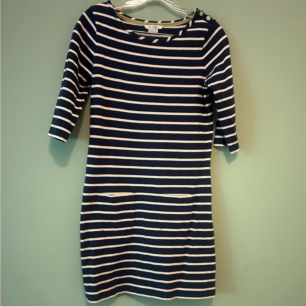 Boden Striped Cotton Dress Navy Cream women’s size 2